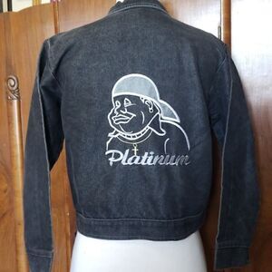 FUBU Platinum Black Denim Jacket, Vintage,  S